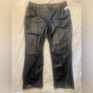 Lane Bryant Black Faux Leather Wide Leg Crop Pants